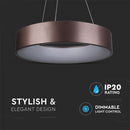 Подвесной светодиодный светильник 30 Вт (2250 Лм), круглый, диммируемый, V-TAC, теплый белый свет 3000K