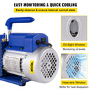 VEVOR vienpakāpes vakuuma sūknis 183 l/min (3 CFM), 246 W (1/3 ZS) ar 1440 apgr./min, piemērots vakuumēšanai un darbam ar aukstuma aģentiem R12, R22 un R134a