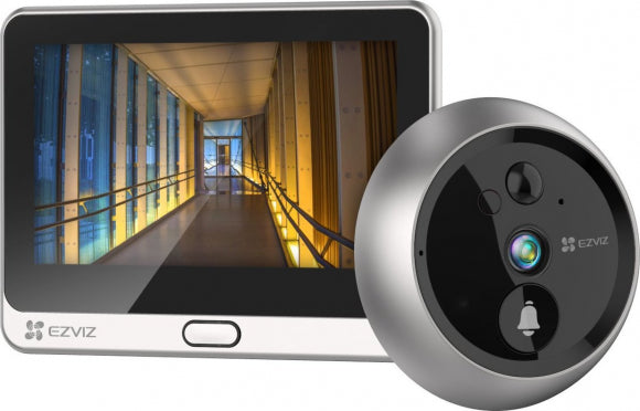 EZVIZ 2k video camera for door peephole with monitor, diagonal viewing angle 155°, two-way audio