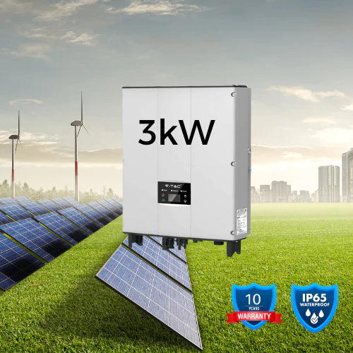 3 KW vienfāzes tīkla invertors. "Sadales Tīkla" verificēts, reģistrēts kā V-TAC Exports Limited VT-6603110, pieejams izvēlei. Desmit gadu garantija. IP66