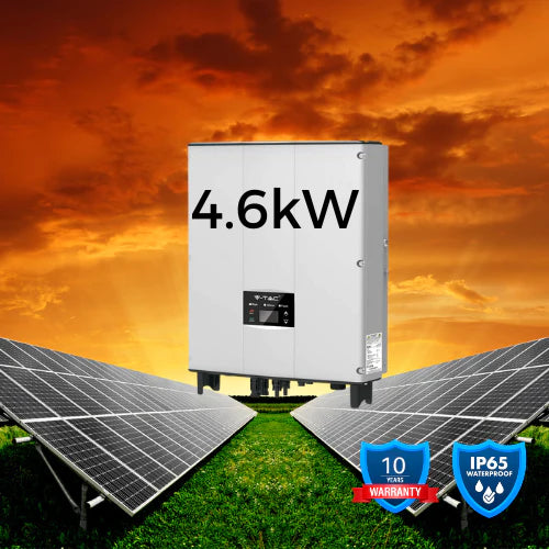 4.6 KW vienfāzes tīkla invertors. "Sadales Tīkla" verificēts, reģistrēts kā V-TAC Exports Limited VT-6605110, pieejams izvēlei. Desmit gadu garantija. IP66