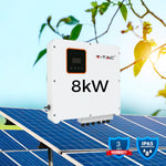8 KW kolmefaasilise võrgu hübriidinverter, mis on registreeritud jaotusvõrgus V-TAC Exports Limited VT-6608303. IP66