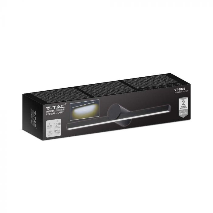 10W LED-spegelarmatur, V-TAC, IP20, svart, varmvitt ljus 3000K