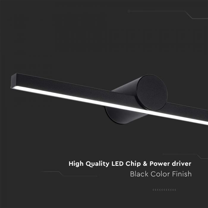 10W LED-spegelarmatur, V-TAC, IP20, svart, varmvitt ljus 3000K