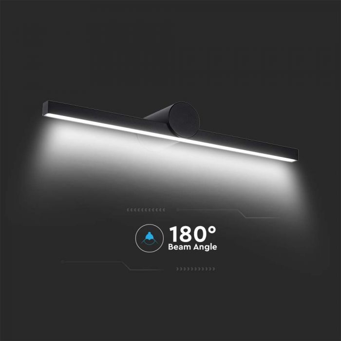 10W LED mirror light, V-TAC, IP20, black, warm white light 3000K