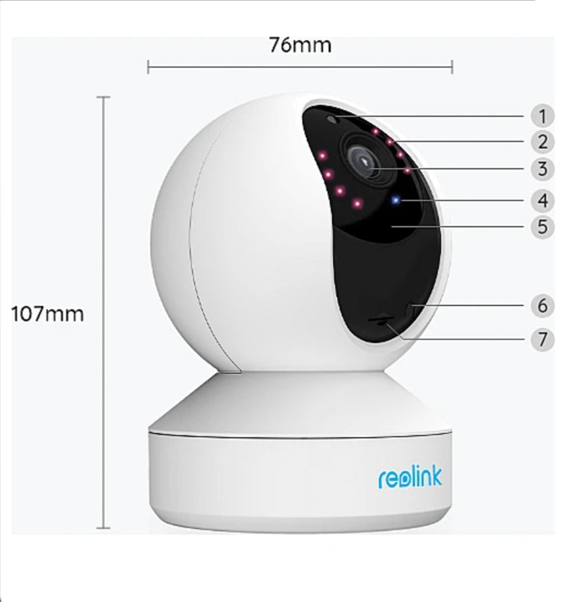 Reolink E Sērijas E320 2,4 GHz WiFi  iekštelpu kamera 3MP Super HD, Personas/mājdzīvnieku noteikšana, vienkārša iestatīšana, divvirzienu audio,