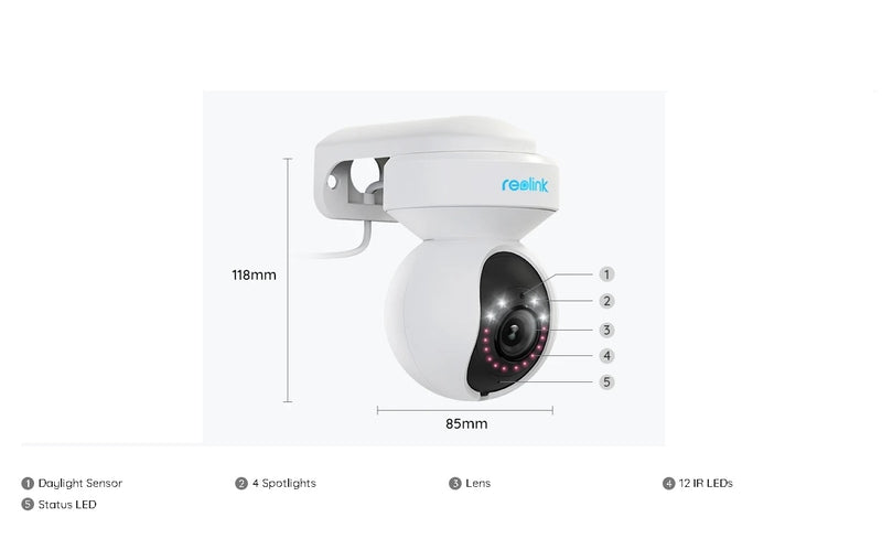 Reolink 4K 8MP Smart PTZ Wi-Fi 6 Camera 2.4/5 GHz, krāsainā nakts redzamība.