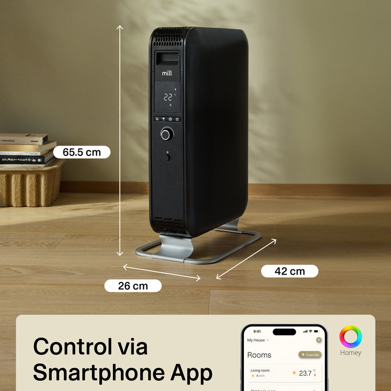 Mill | WiFI GEN3 Oil Filled Radiator | OIL2000WIFI3 | Eļļas radiators | 2000 W | 3 režīmi | melns