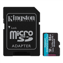 Kingston Canvas Go! Zibatmiņas karte | 64 GB | microSDXC UHS-I atmiņas karte | A2 / Video Class V30 / UHS-I U3 / Class 10