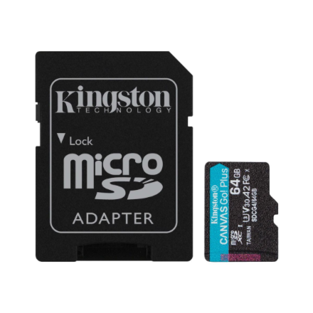 Kingston Canvas Go! Zibatmiņas karte | 64 GB | microSDXC UHS-I atmiņas karte | A2 / Video Class V30 / UHS-I U3 / Class 10
