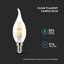 E14 4W(400Lm) LED hõõglamp, leegikujuline, V-TAC, jaheda valge valgus 6000K
