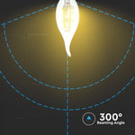 E14 4W(400Lm) LED hõõglamp, leegikujuline, V-TAC, jaheda valge valgus 6000K