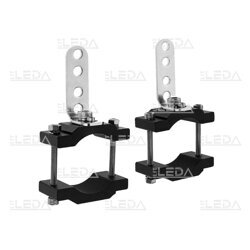 LED work light holder, flat, tube clamp. Dimensions: 10x9x4,5 cm. Set of 2