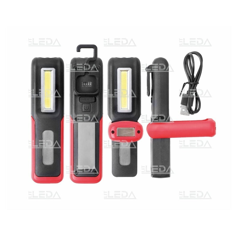 3W+3W LED COB uppladdningsbar ficklampa, 3,7v, 18650 litiumbatteri, 1200mAh, MICRO USB-laddning