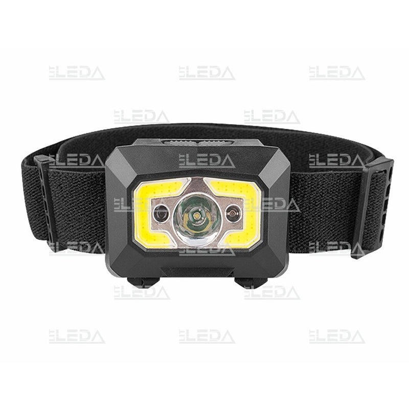 LED galvas lukturis, daudzfunkcionāla, uzlādējama, ar sensoru, COB, 3 W