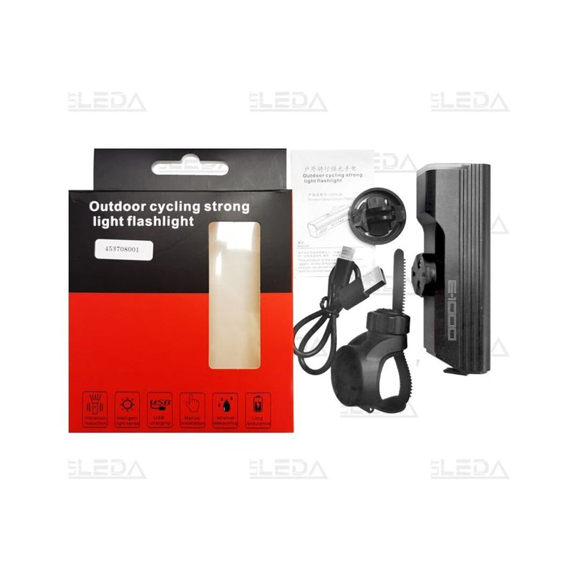 LED velosipēda priekšējais lukturis, 1000 lm, 2600 mAh, USB-C uzlāde