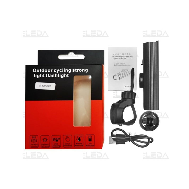 LED velosipēda priekšējais lukturis, 200 lm, USB-C uzlāde