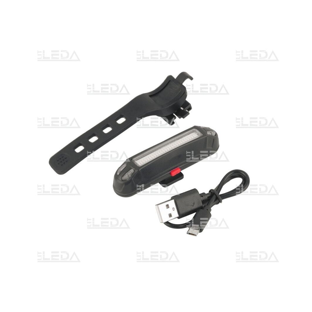 LED velosipēda aizmugurējais lukturis, COB, 500 mAh, USB uzlāde