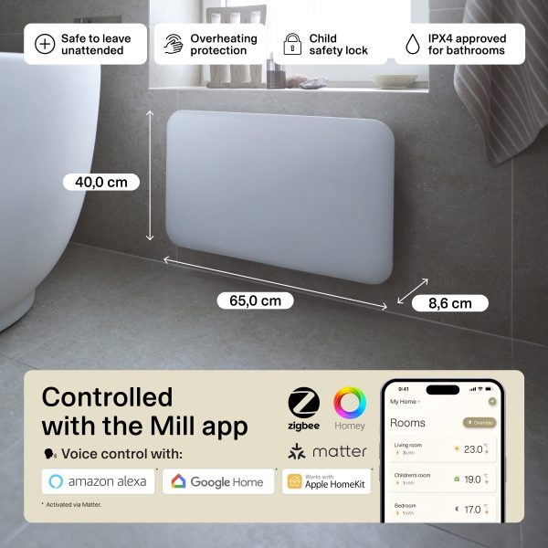 Mill Invisible Smart WiFi paneļu sildītājs PA700WIFI4, 700 W