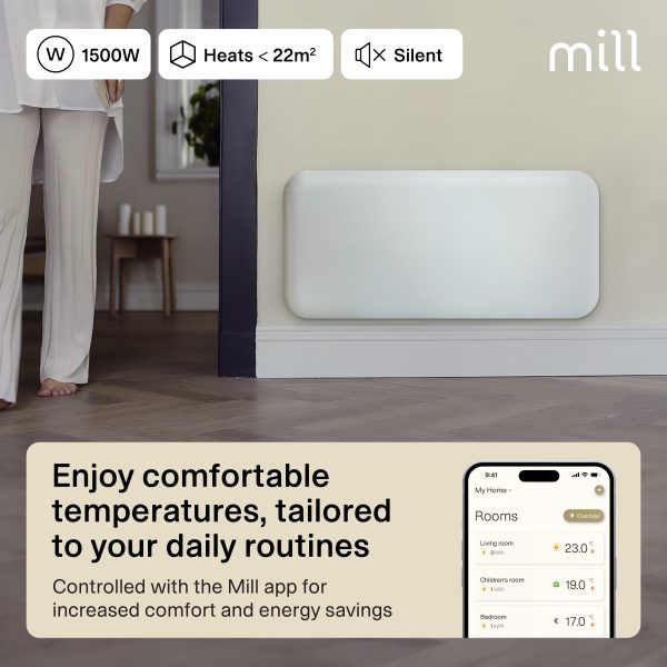 Mill Invisible Smart WiFi paneļu sildītājs PA1500WIFI4, 1500 W, balts