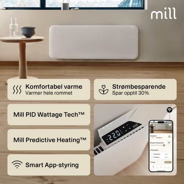 Mill Invisible Smart WiFi paneļu sildītājs PA2000WIFI4, 2000 W, balts