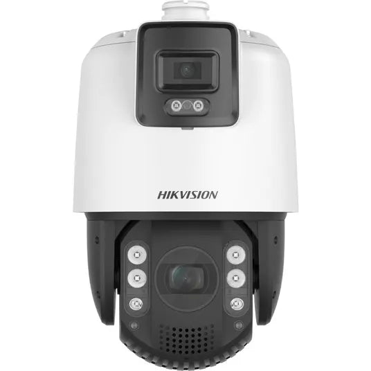 TandemVu 4+4 MP 32× ColorVu un IR AcuSense tīkla ātrgaitas kupola kamera ar 32× optisko tālummaiņu, līdz 200 m IR, aktīvu stroboskopu un audio trauksmi