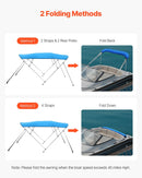 4 stieņu laivas bimini jumts 244 × (185–198) × 137 cm, okeāna zils