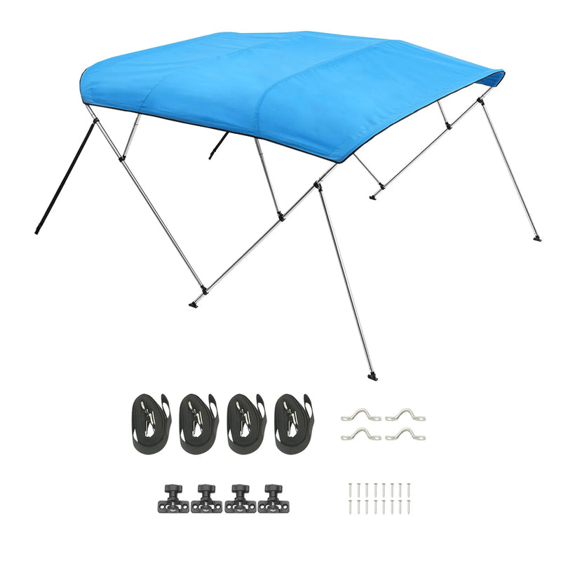 4 stieņu laivas bimini jumts 244 × (185–198) × 137 cm, okeāna zils