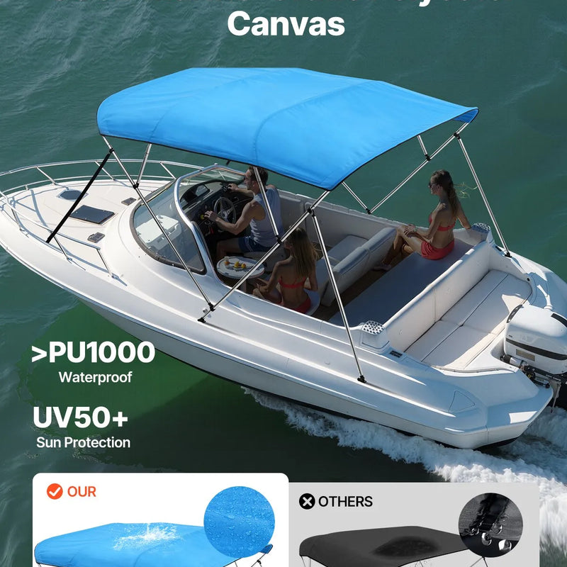 4 loku laivas Bimini jumtiņš 244 cm x (216–229 cm) x 137 cm, nojumes pārsegs, zils