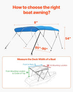 4 loku laivas Bimini jumtiņš 244 cm x (216–229 cm) x 137 cm, nojumes pārsegs, zils