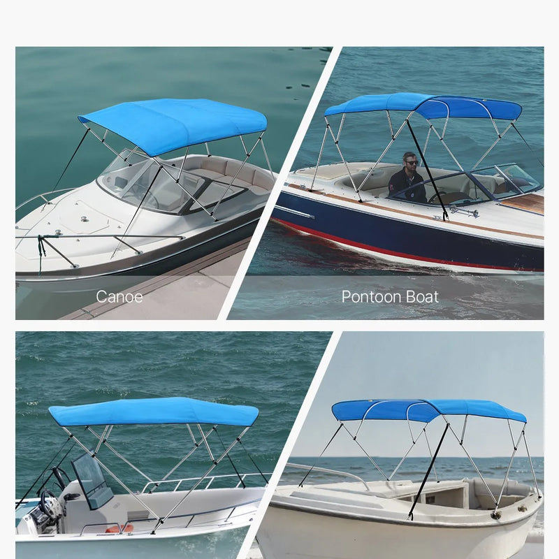 4 loku laivas Bimini jumtiņš 244 cm x (216–229 cm) x 137 cm, nojumes pārsegs, zils
