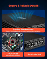 VEVOR automašīnas audio pastiprinātājs, 4 kanālu tiltojams auto pastiprinātājs, daudzkanālu Class AB stereo pastiprinātājs ar maksimālo jaudu 4 × 200 W pie 4 Ω / 4 × 400 W pie 2 Ω, augstas jaudas pastiprinātājs SUV, pikapiem un bezceļu transportlīdzekļiem