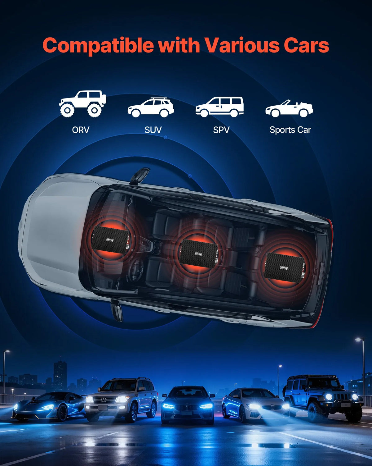 VEVOR automašīnas audio pastiprinātājs, 4 kanālu tiltojams auto pastiprinātājs, daudzkanālu Class AB stereo pastiprinātājs ar maksimālo jaudu 4 × 200 W pie 4 Ω / 4 × 400 W pie 2 Ω, augstas jaudas pastiprinātājs SUV, pikapiem un bezceļu transportlīdzekļiem