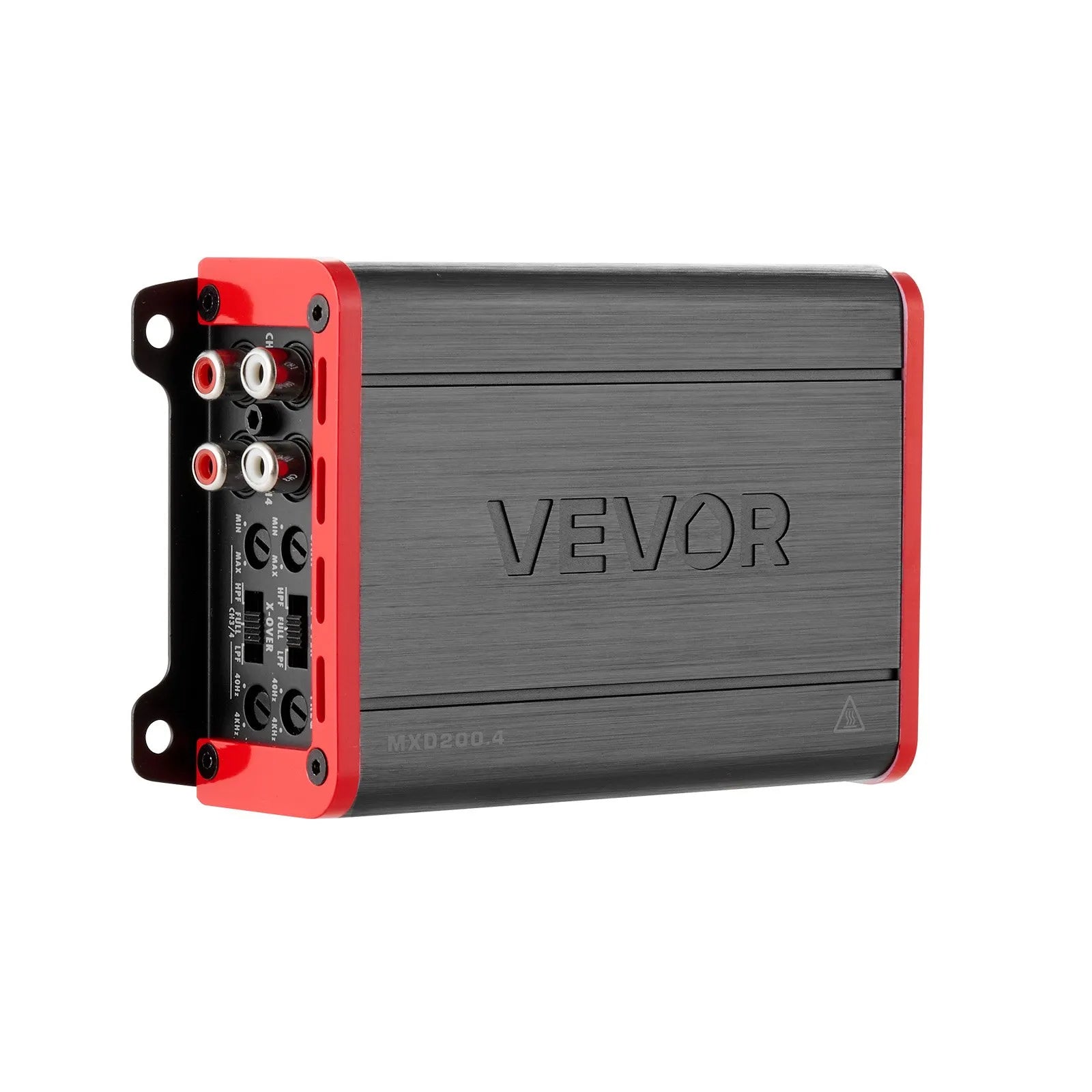 VEVOR automašīnas audio pastiprinātājs, 4 kanālu tiltojams auto pastiprinātājs, daudzkanālu Class D stereo pastiprinātājs ar maksimālo jaudu 4 × 120 W pie 4 Ω / 4 × 200 W pie 2 Ω, augstas jaudas pastiprinātājs SUV, pikapiem un bezceļu transportlīdzekļiem