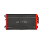 VEVOR automašīnas audio pastiprinātājs, 4 kanālu tiltojams auto pastiprinātājs, daudzkanālu Class D stereo pastiprinātājs ar maksimālo jaudu 4 × 272 W pie 4 Ω / 4 × 400 W pie 2 Ω, augstas jaudas pastiprinātājs SUV, pikapiem un bezceļu transportlīdzekļiem