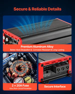 VEVOR automašīnas audio pastiprinātājs, 4 kanālu tiltojams auto pastiprinātājs, daudzkanālu Class D stereo pastiprinātājs ar maksimālo jaudu 4 × 272 W pie 4 Ω / 4 × 400 W pie 2 Ω, augstas jaudas pastiprinātājs SUV, pikapiem un bezceļu transportlīdzekļiem