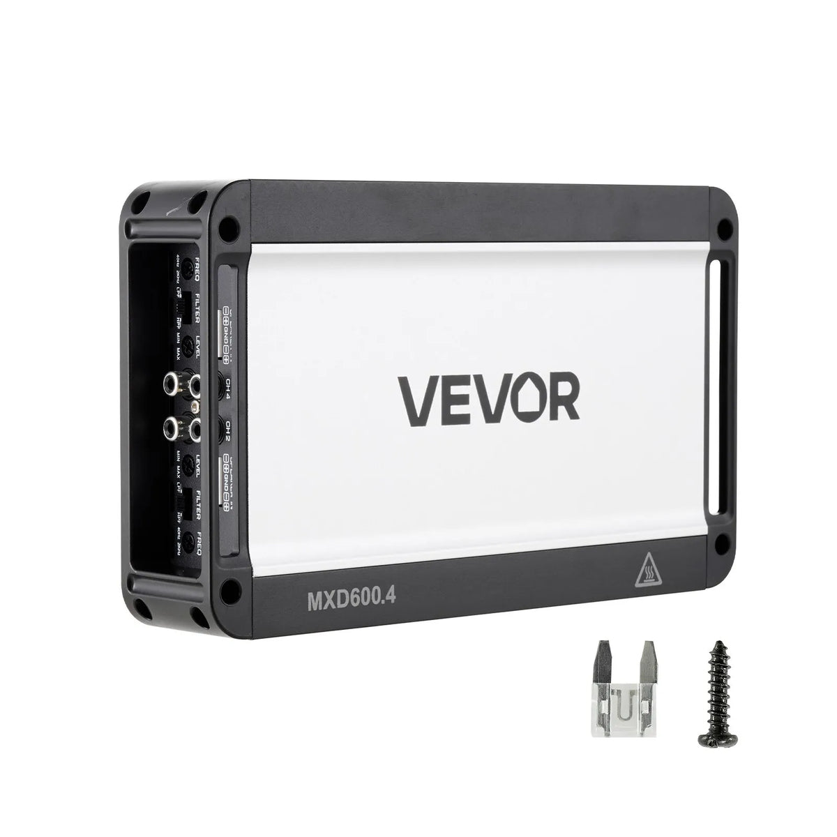 VEVOR 4 kanālu automašīnas audio pastiprinātājs, tiltojams daudzkanālu Class D stereo pastiprinātājs ar maksimālo jaudu 4 × 420 W pie 4 Ω / 4 × 600 W pie 2 Ω, augstas jaudas auto pastiprinātājs SUV, pikapiem un bezceļu transportlīdzekļiem