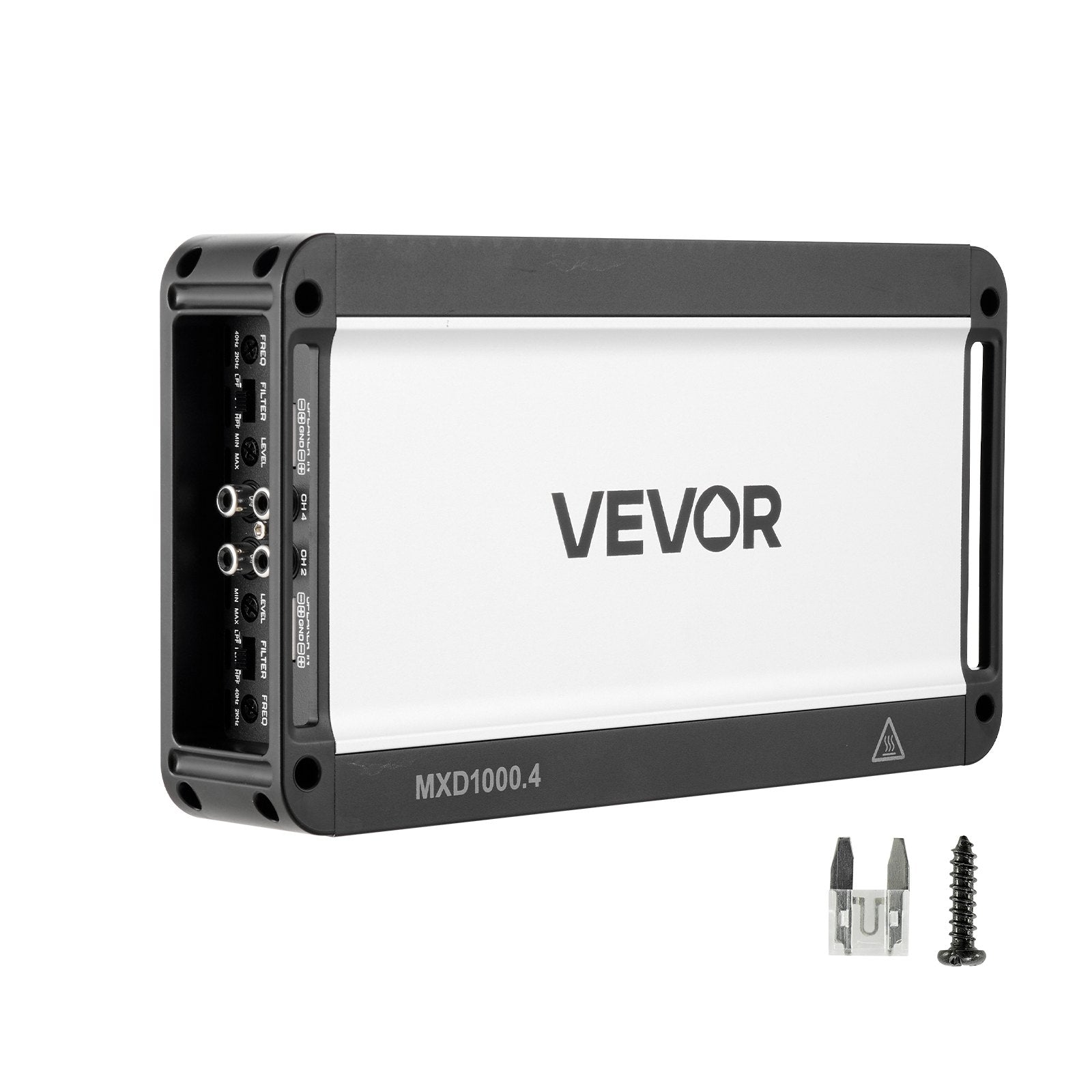 VEVOR automašīnas audio pastiprinātājs, 4 kanālu tiltojams auto pastiprinātājs, daudzkanālu Class D stereo pastiprinātājs ar maksimālo jaudu 4 × 500 W pie 4 Ω / 4 × 1000 W pie 2 Ω, augstas jaudas pastiprinātājs SUV, pikapiem un bezceļu transportlīdzekļiem