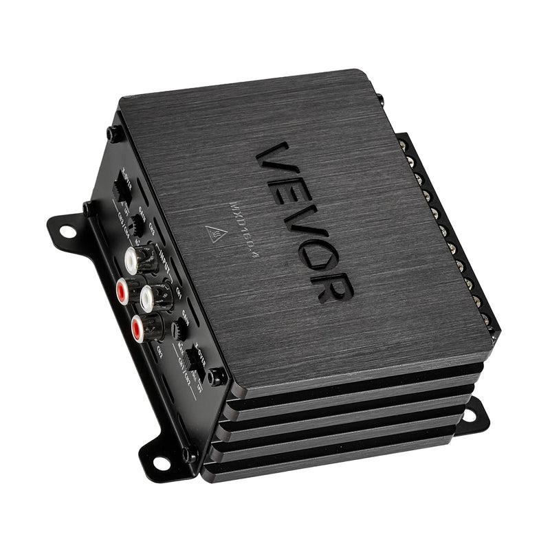 VEVOR automašīnas audio pastiprinātājs, 4 kanālu tiltojams auto pastiprinātājs, daudzkanālu Class D stereo pastiprinātājs ar maksimālo jaudu 4 × 110 W pie 4 Ω / 4 × 160 W pie 2 Ω, augstas jaudas pastiprinātājs SUV, pikapiem un bezceļu transportlīdzekļiem