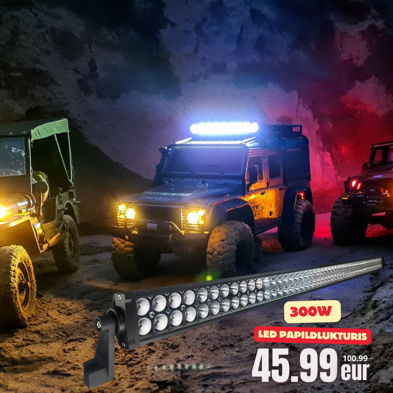 300W (20000Lm) 10-30V 100 SMD LED lineaarne töövalgusti, IP67, 1370x52x79mm, E9, R10, CE, külmvalge valgus 6500K