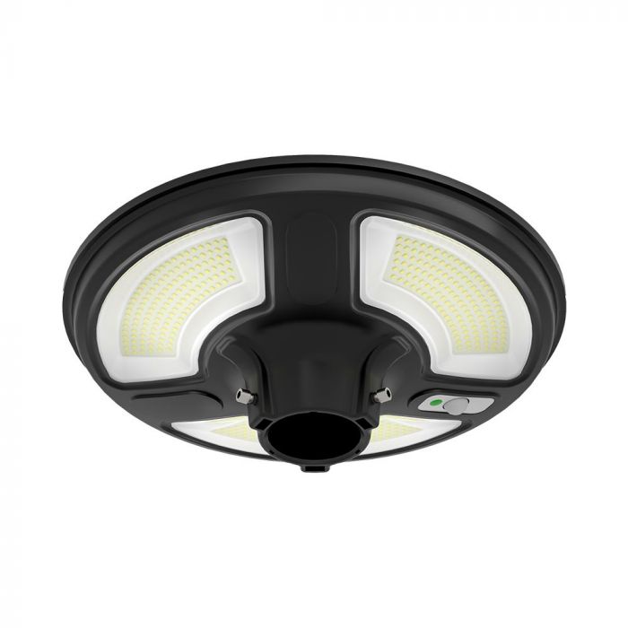 10W(1500Lm) LED solārais gaismeklis, apaļš, ar RF sensoru, IP65, V-TAC, LiFePO4 3.2V 32650, 25AH, neitrāli balta gaisma 4000K, statīvs nav iekļauts komplektā.