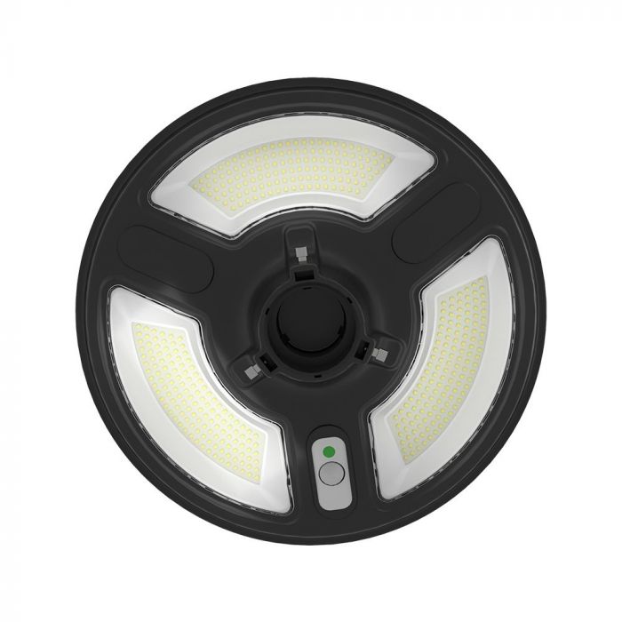 10W(1500Lm) LED solārais gaismeklis, apaļš, ar RF sensoru, IP65, V-TAC, LiFePO4 3.2V 32650, 25AH, neitrāli balta gaisma 4000K