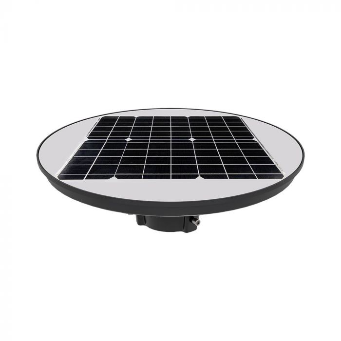 10W (1500 lm) LED solar light, round, with RF sensor, IP65, V-TAC, LiFePO4 3.2V 32650, 25Ah, neutral white light 4000K, stand not included.