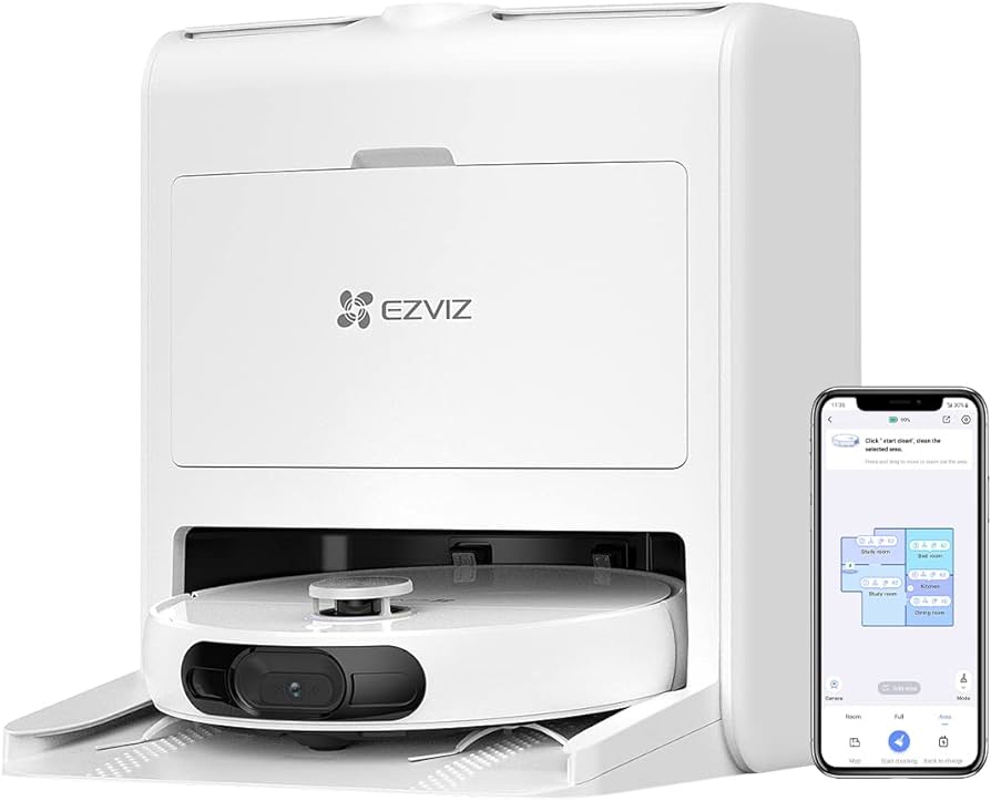 EZVIZ RS2 — робот-камера-пылесос, площадь уборки 300 м² на одной зарядке + влажная уборка с вращающимися щетками + голосовое управление