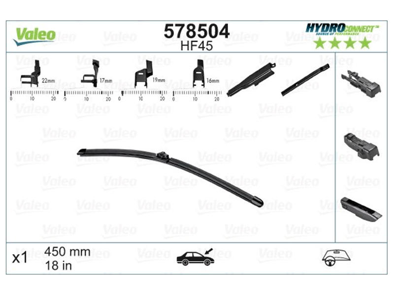 VALEO Stikla tīrītāja slotiņa HydroConnect