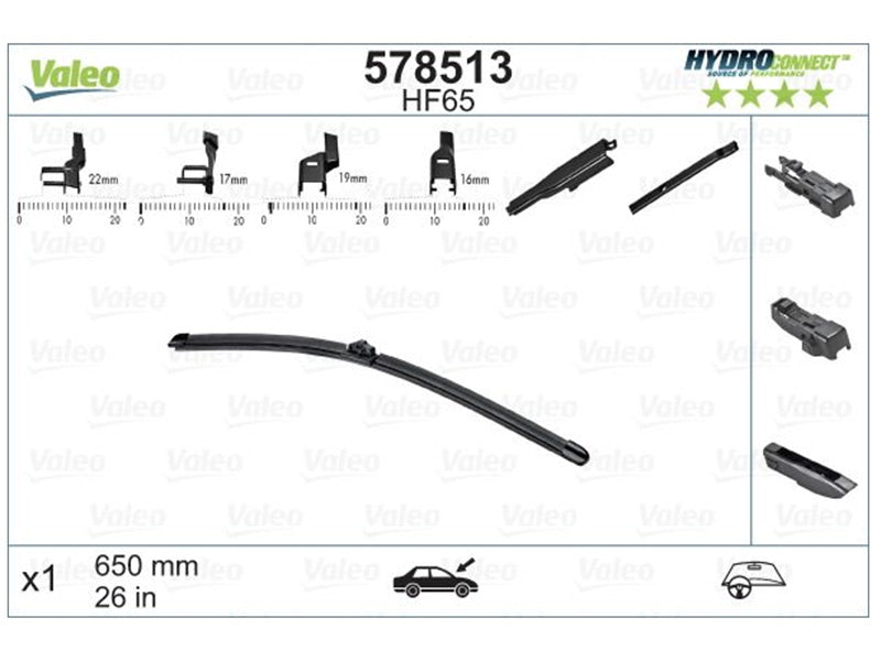 VALEO Stikla tīrītāja slotiņa HydroConnect