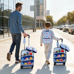 VEVOR bērnu ceļojumu bagāžas komplekts, 5 daļas, 45,7 cm cietā korpusa koferis ar riteņiem, mugursoma un U veida kakla spilvens, bērnu rokas bagāža ar kravas auto dizainu, piemērota aviokompāniju prasībām, dāvana meitenēm un zēniem