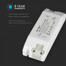 72W DC:30-42V 0.4A 1600mA V-TAC power supply for LED panels, IP20, white