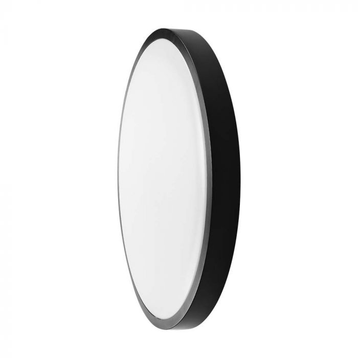 18W(1800Lm) LED-kupolarmatur, V-TAC, IP44, rund, svart, neutralvit 4000K
