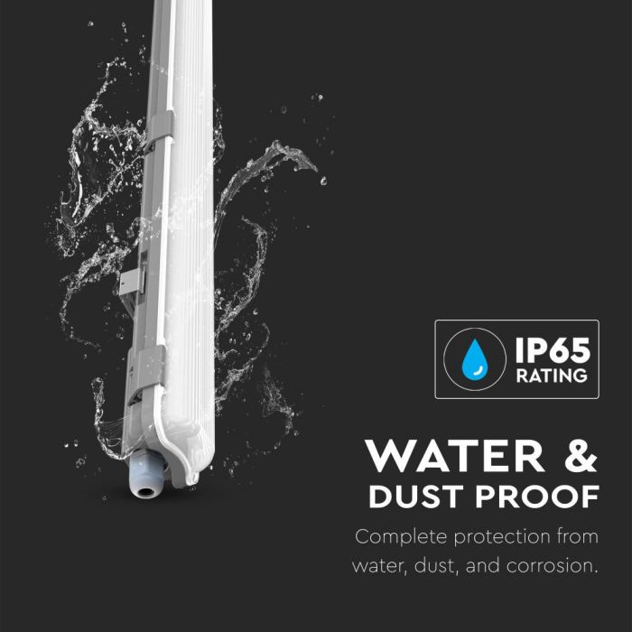 18W (1700Lm) 120cm LED T8 valgusti, IP65 veekindel, V-TAC, jahea valge 6400K